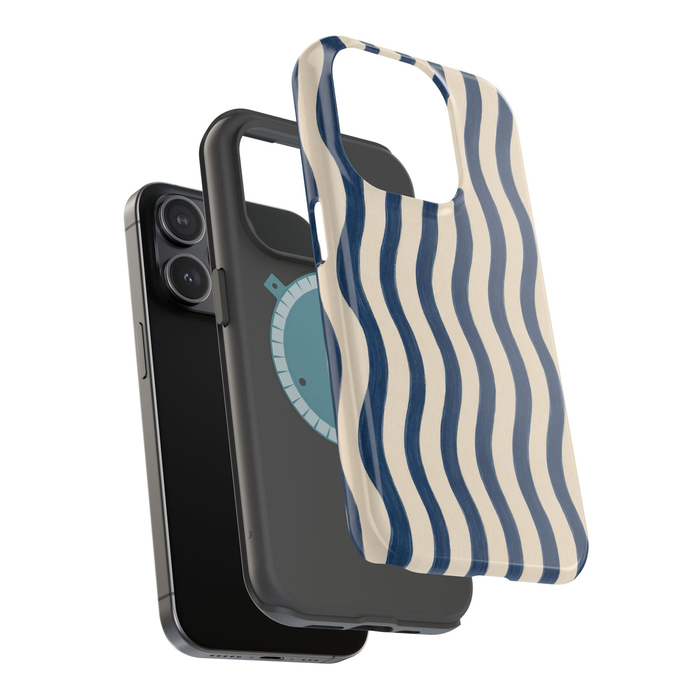 Navy Wavy Stripe MagSafe® Phone Case