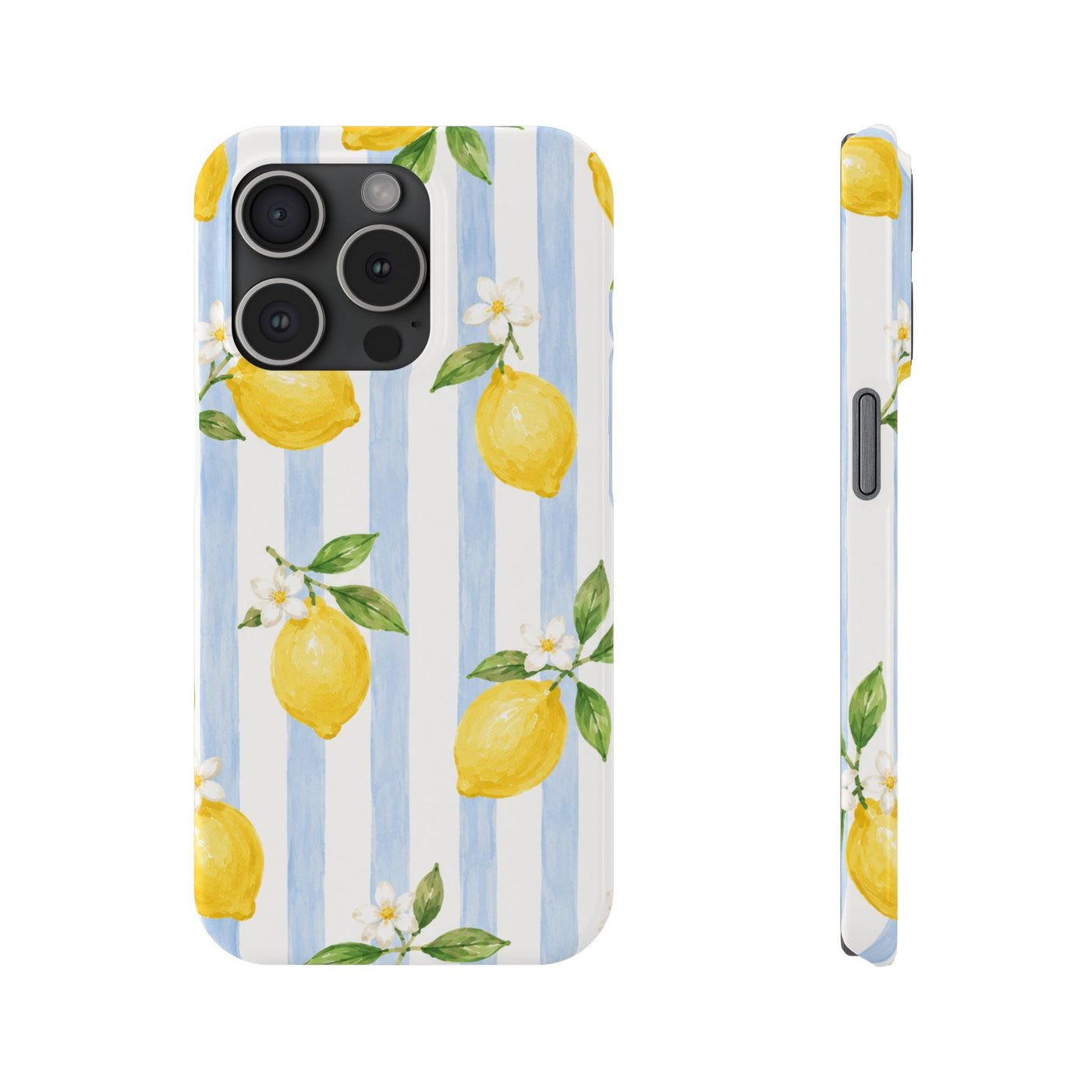 Blue Stripe Lemon Slim Phone Case