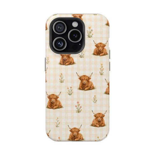 Highland Cow Gingham MagSafe® Phone Case