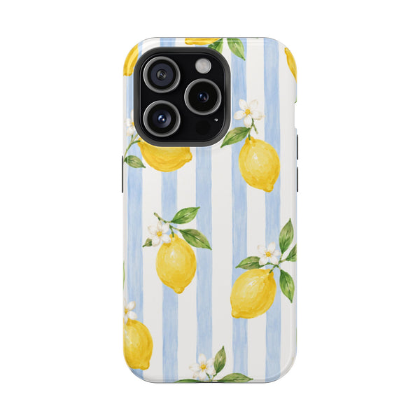 Blue Stripe Lemon MagSafe® Phone Case