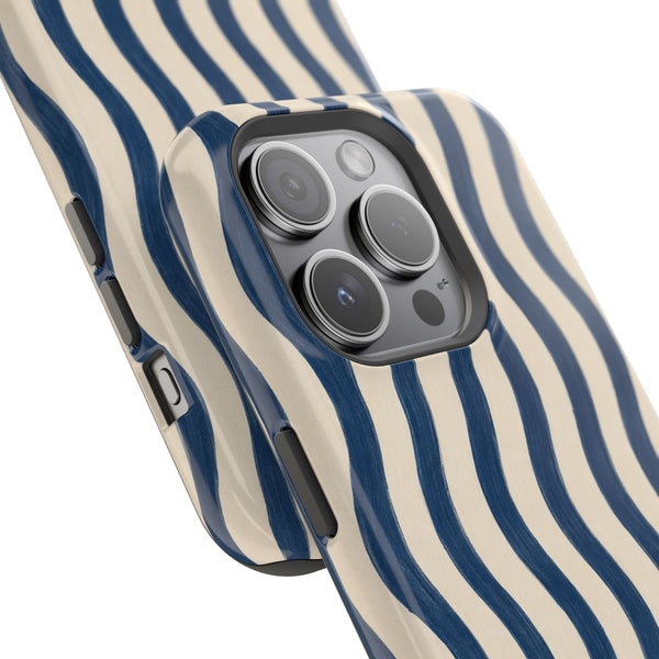 Navy Wavy Stripe MagSafe® Phone Case