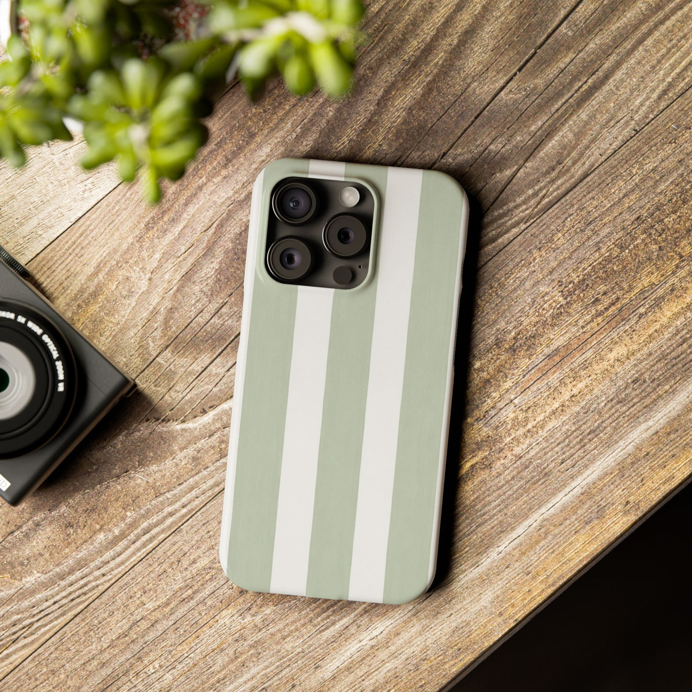 Sage Cabana Stripe Slim Phone Case