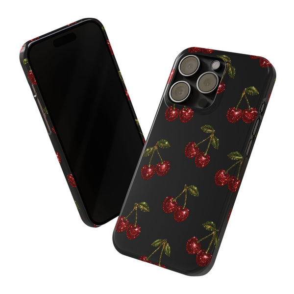 Glitter Cherry Slim Phone Case