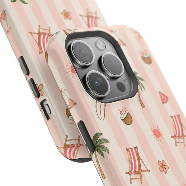 Pink Beach Day Stripe MagSafe® Phone Case