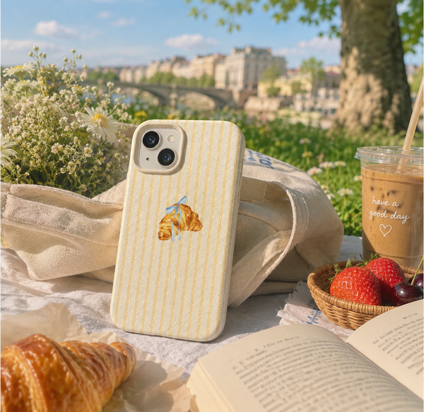 Cute Croissant Striped iPhone Case