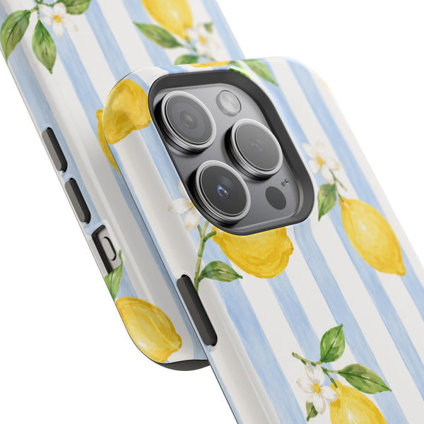 Blue Stripe Lemon MagSafe® Phone Case