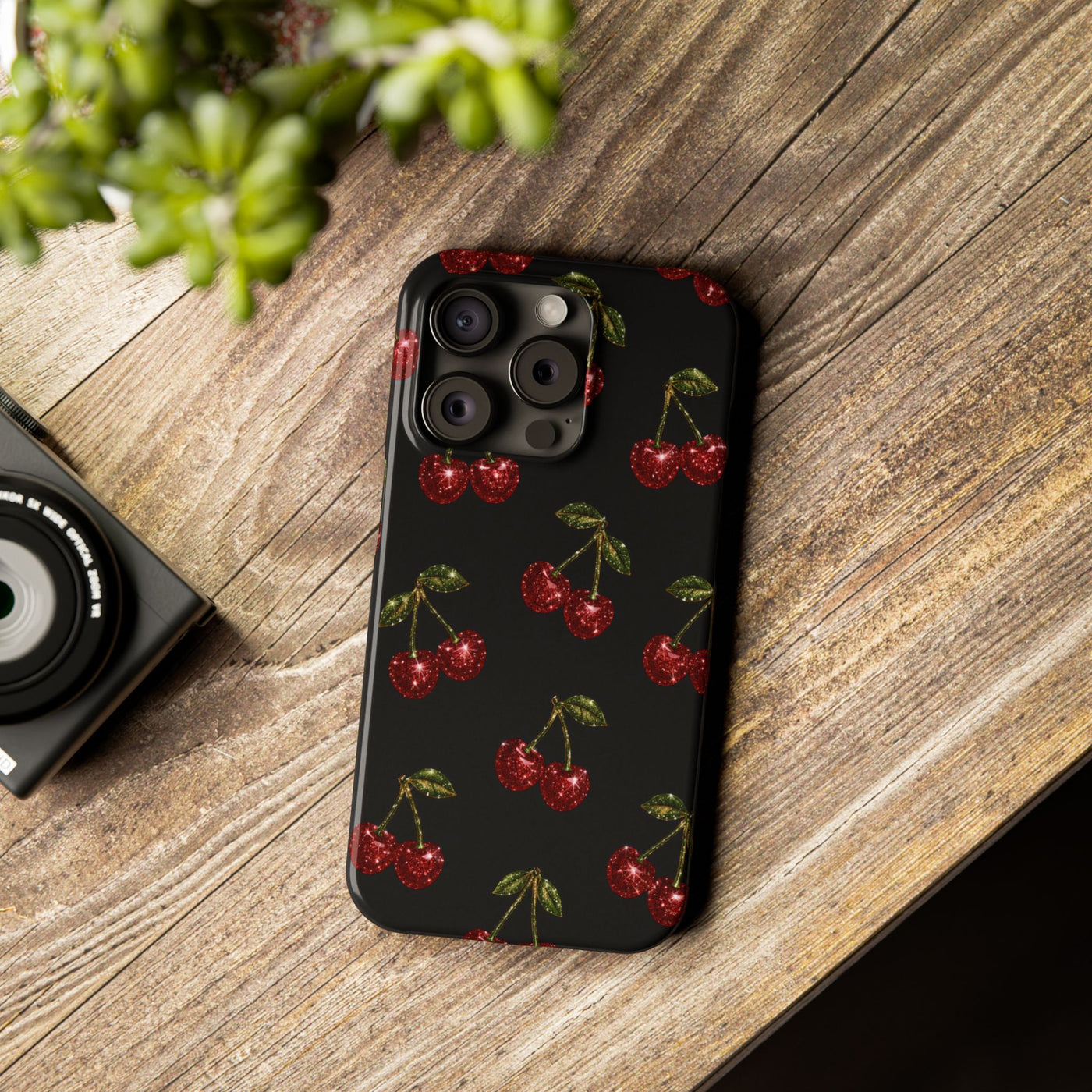 Glitter Cherry Slim Phone Case