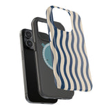 Navy Wavy Stripe MagSafe® Phone Case