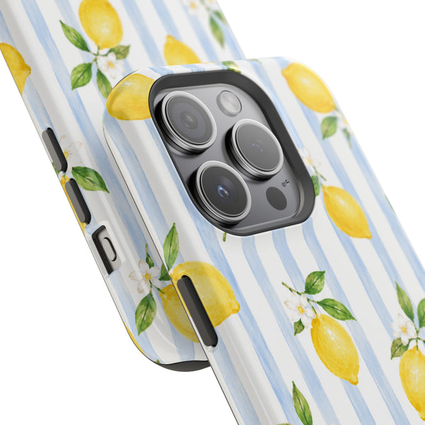Blue Stripe Lemon MagSafe® Phone Case