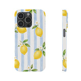 Blue Stripe Lemon Slim Phone Case