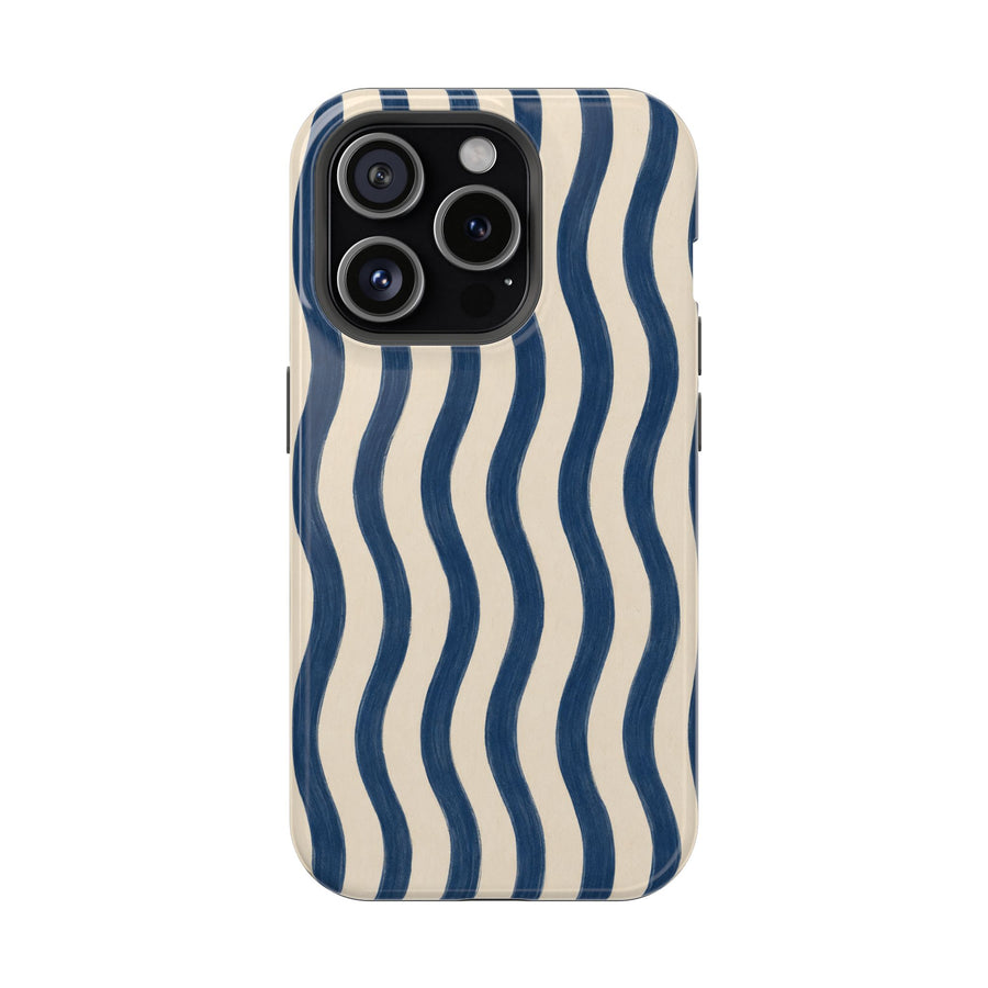 Navy Wavy Stripe MagSafe® Phone Case