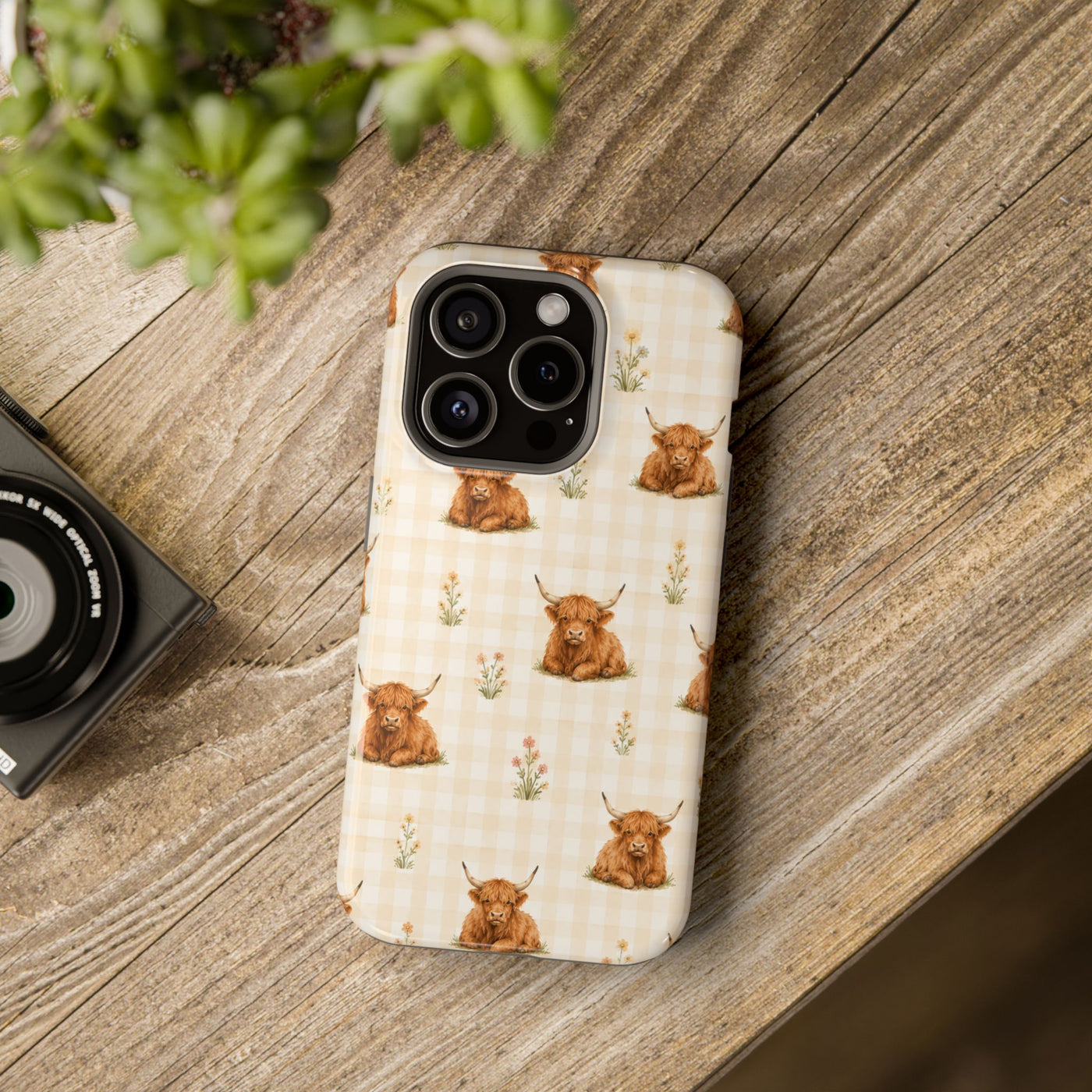 Highland Cow Gingham MagSafe® Phone Case