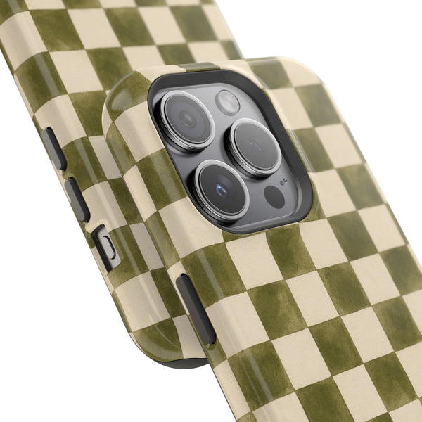 Olive Check MagSafe® Phone Case
