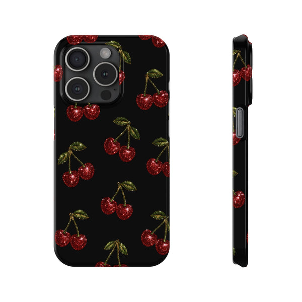 Glitter Cherry Slim Phone Case