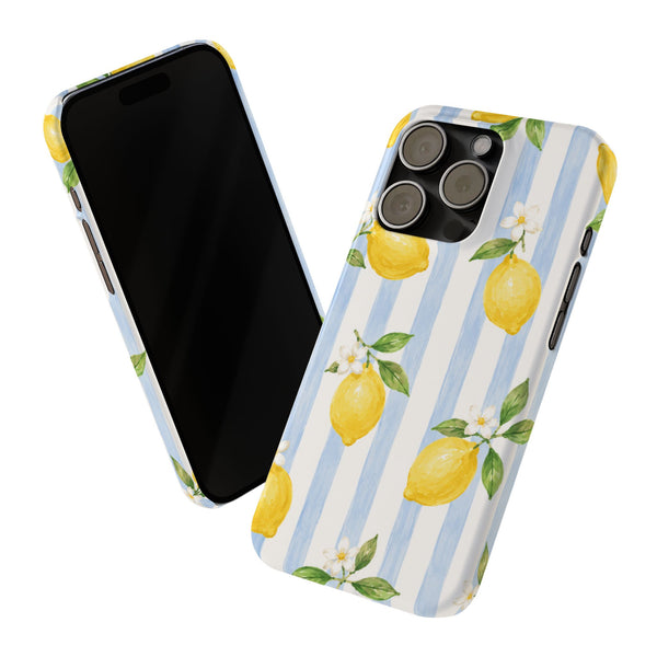 Blue Stripe Lemon Slim Phone Case