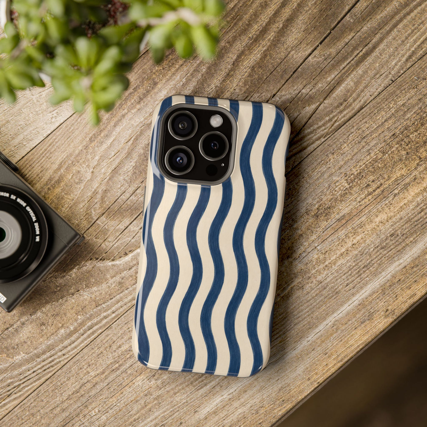 Navy Wavy Stripe MagSafe® Phone Case