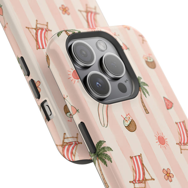Pink Beach Day Stripe MagSafe® Phone Case